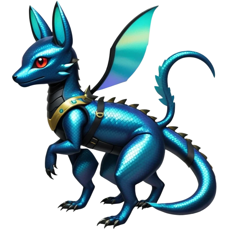 Modern Futuristic Scaly Cyber-Salandit-Umbreon-Litten-Hybrid (Full body) emoji