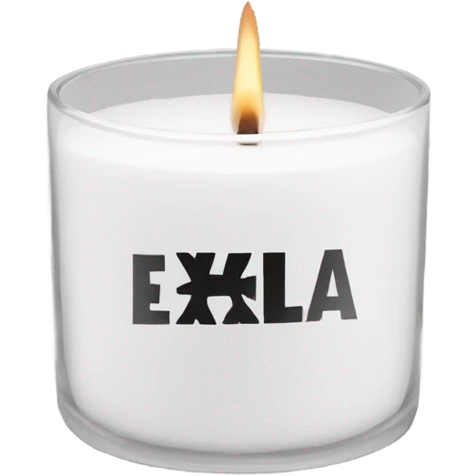 White glass candle RXLA black letter emoji