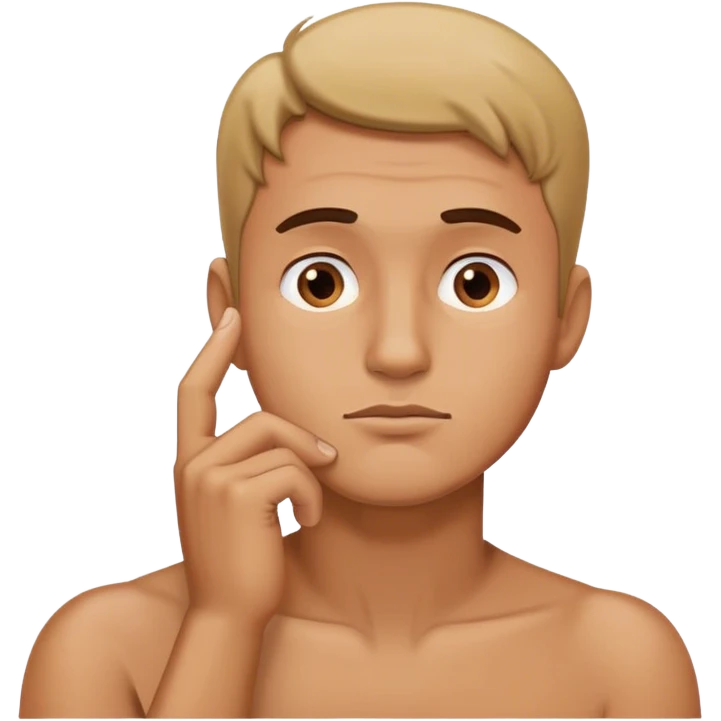 guy thinking with his hand on his chin emoji