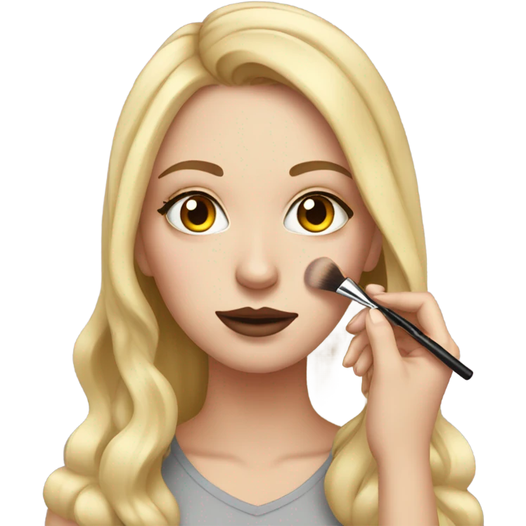 white girl doing makeup emoji