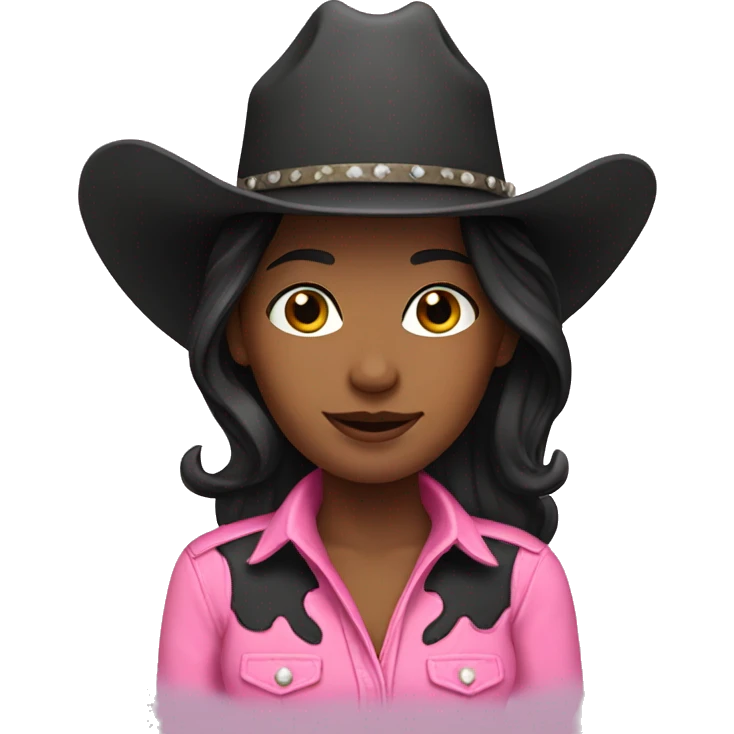 Cowgirl wearing pink with black hair emoji