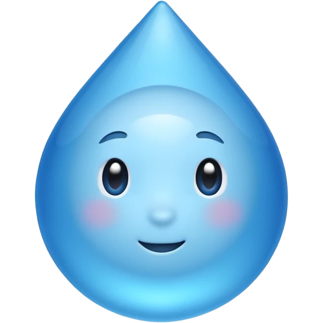 A single water droplet emoji, glossy and smooth, cartoonish, vibrant blue color, high detail, simple and cute design, without facial features, isolated on white background, centered compositio

 emoji