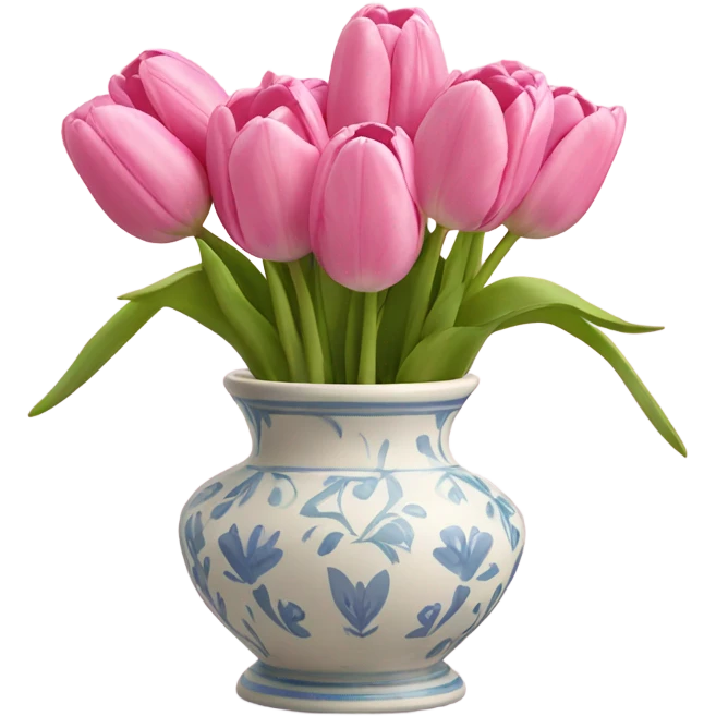 Pink tulips in cute vase emoji
