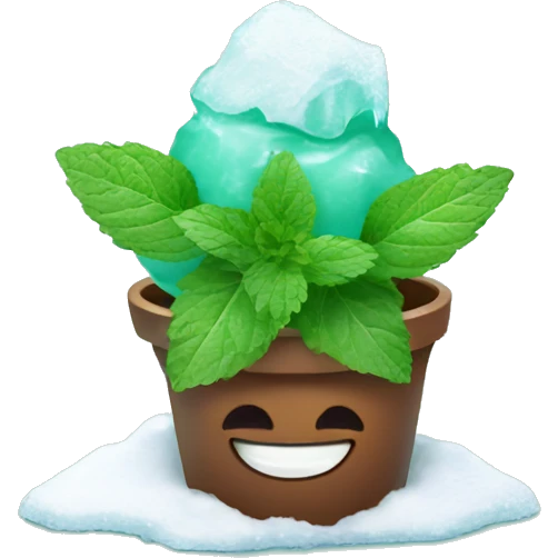 frozen mint with ice and snow on mint leaves emoji