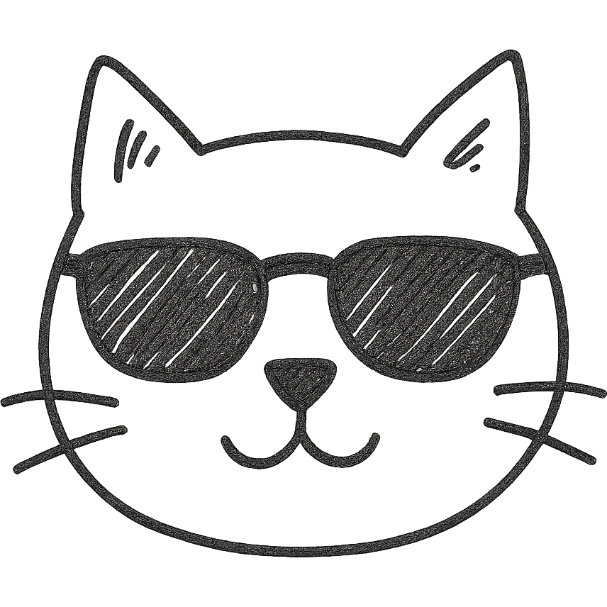 cat wearing sunglasses hand drawn outlined icon emoji
