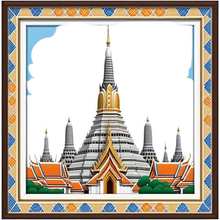 Cinematic Realistic Wat Arun Landmark Emoji, depicting the towering temple spires adorned with intricate porcelain mosaics emoji