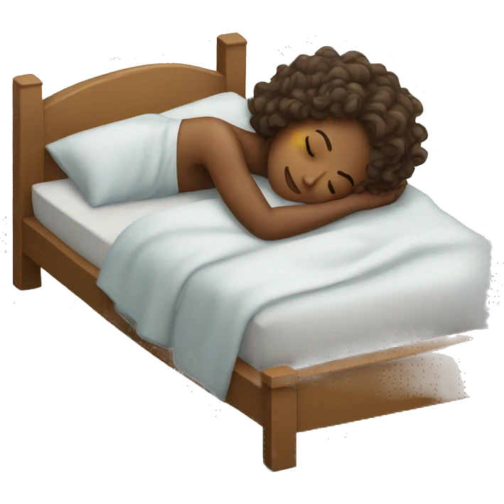A Wavy hair girl sleeping in a bed calmly  emoji