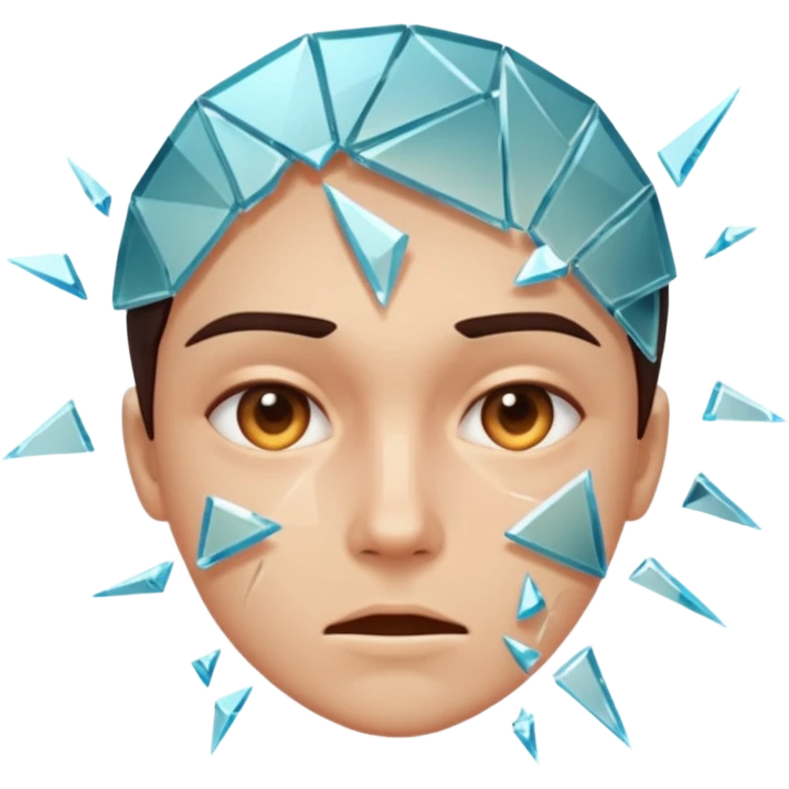 Face splitting into multiple expressions like shattered glass emoji