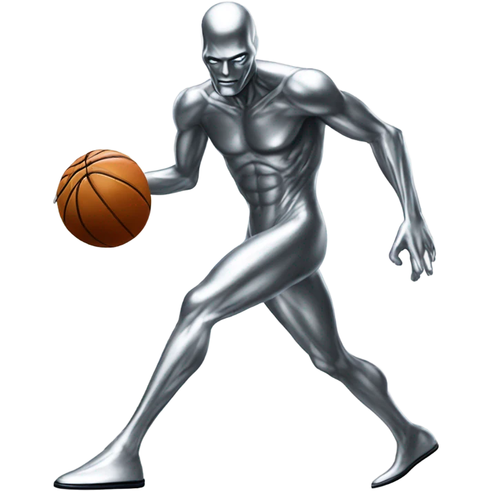 Silver surfer playing basketball. emoji