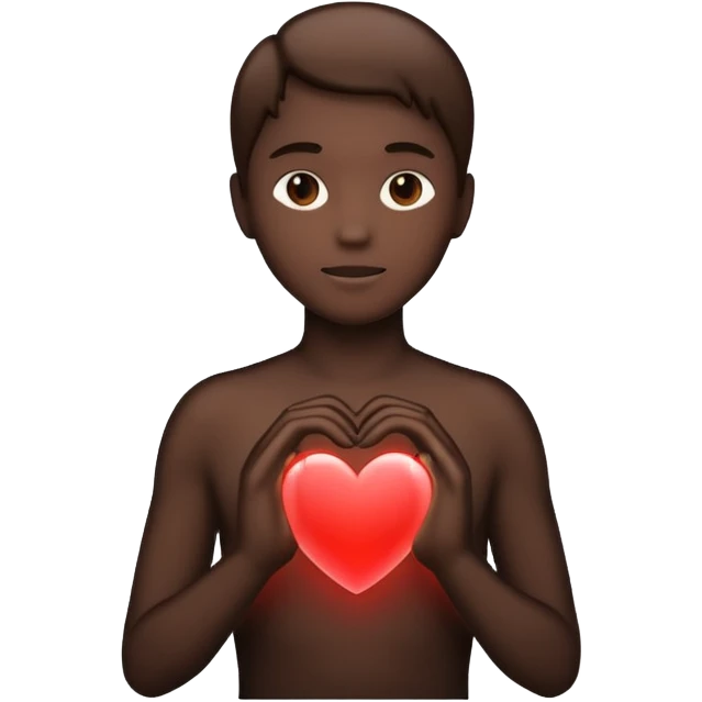 human silhouette with a glowing heart inside emoji