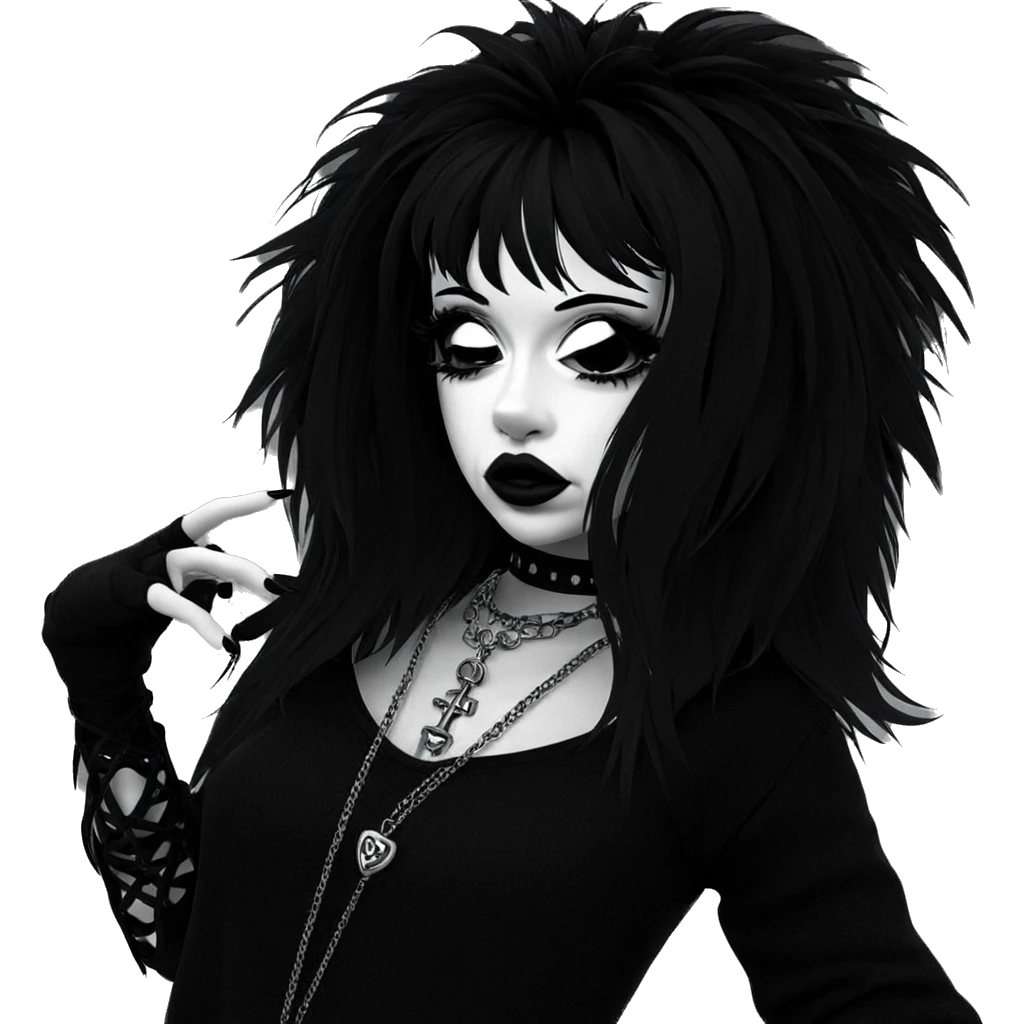 gothic girl in greyscale emoji
