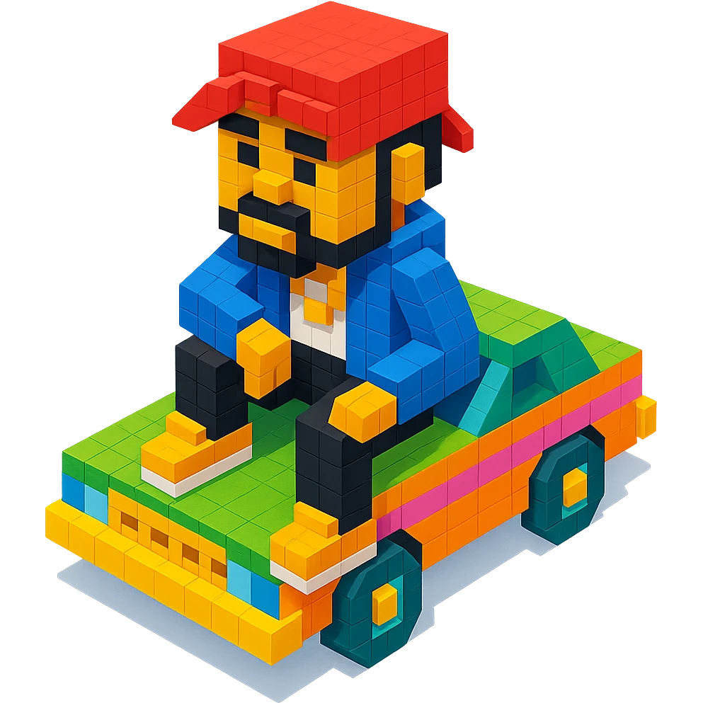 rapper inspired by 2Pac, sitting on a lowrider car, bandana and hip-hop clothing, isometric view emoji