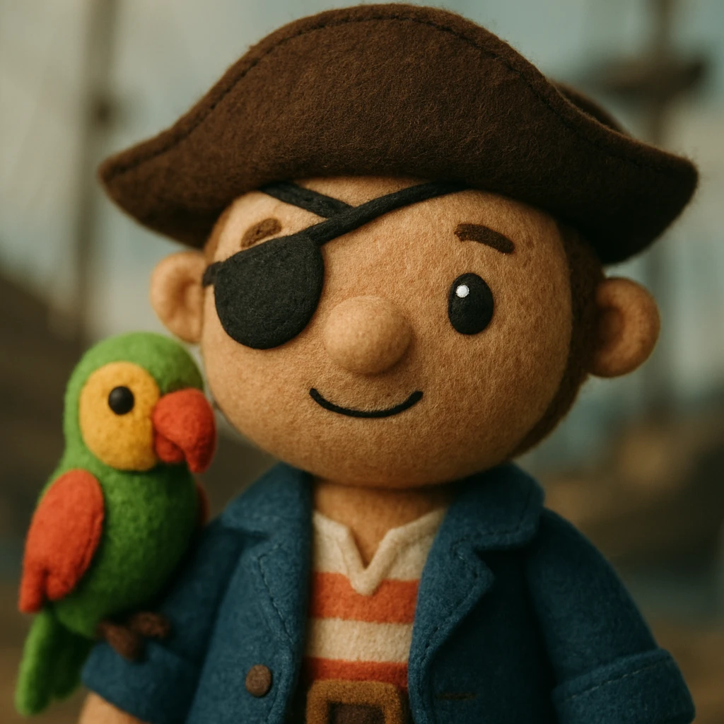 pirate with eye patch and parrot emoji
