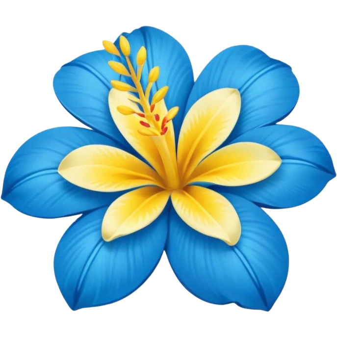 flor hawaiana azul con centro amarillo con pétalos redondeados emoji