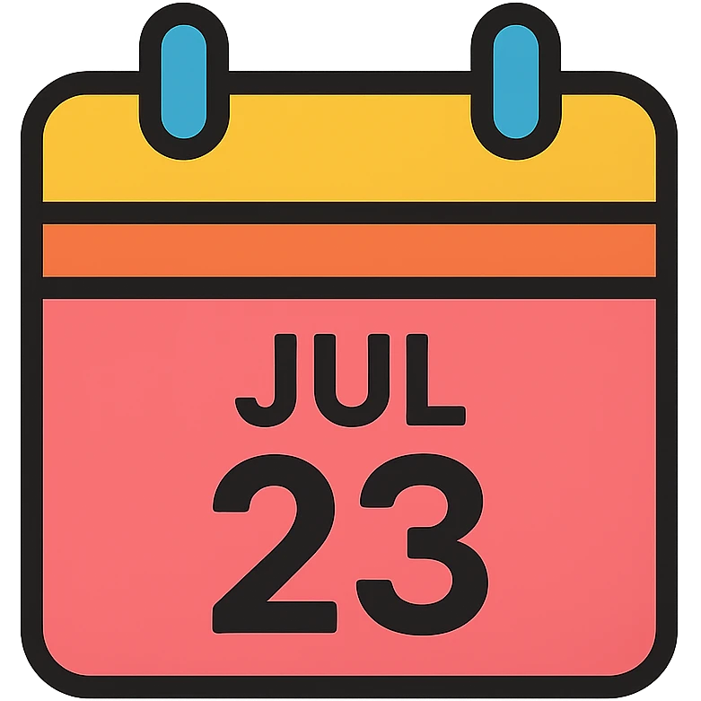calendar icon with July 23 highlighted, modern style emoji