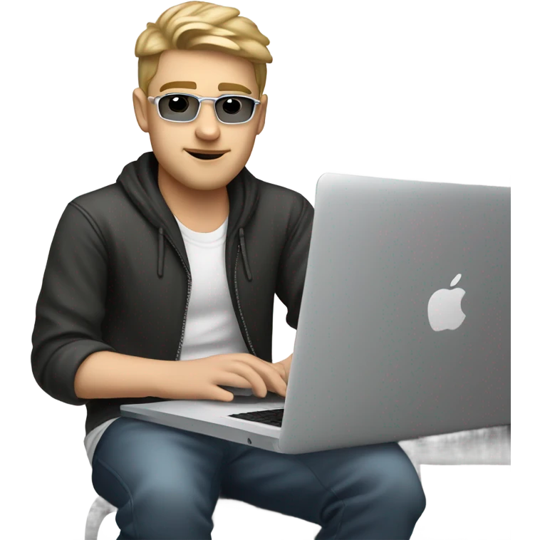 white boy music producer with macbook emoji