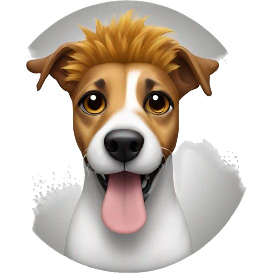 a jack russel wearing a lion's mane emoji