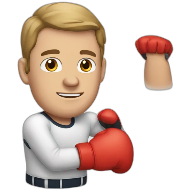 Bold white man with box gloves emoji