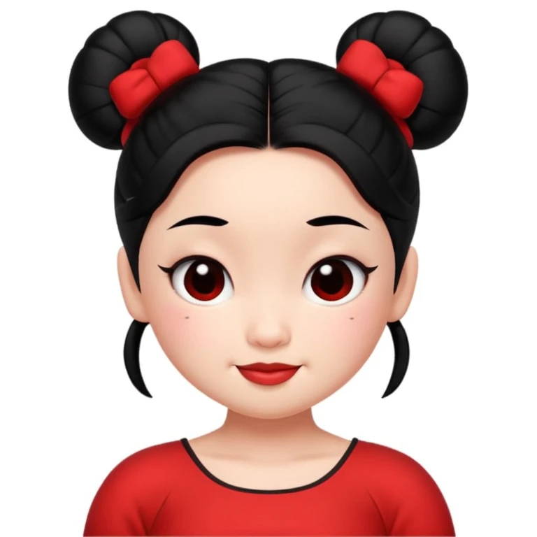 pucca character, winking, red dress, black hair buns, no text emoji