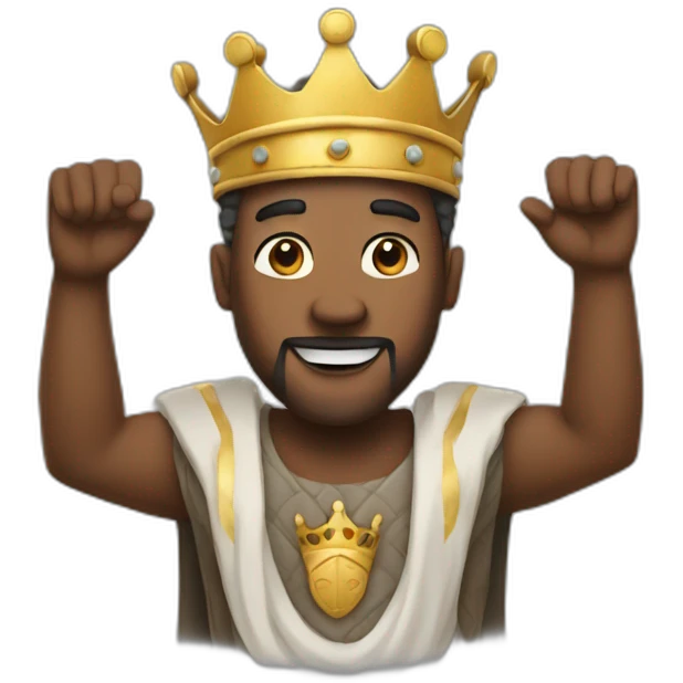 a king with his hands raised emoji