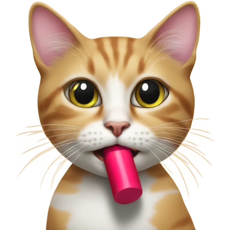 Cat putting on lipstick emoji