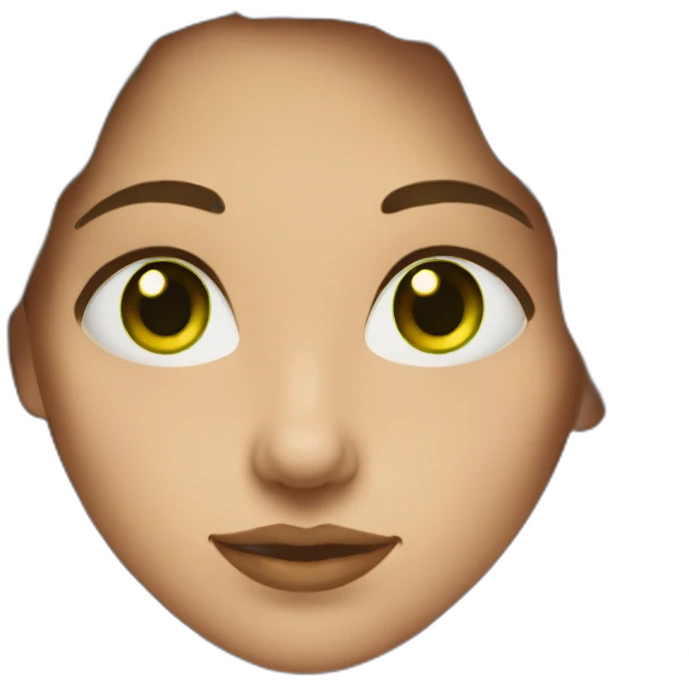 Woman with brown hair and green eyes. Nose ring. emoji