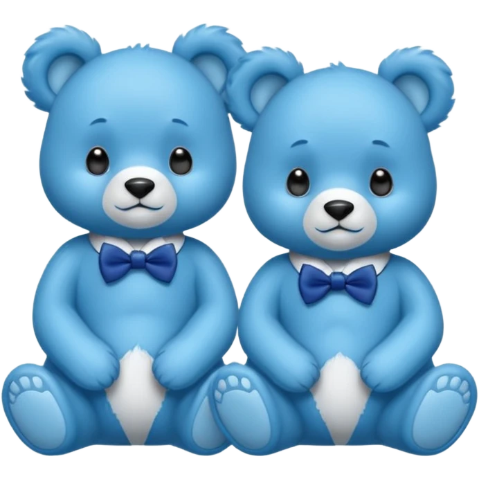 sweet same little blue bears with blue bow tie sitting emoji