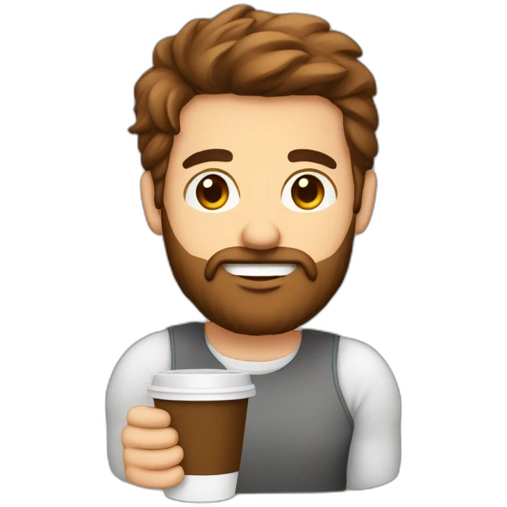 homem com barba com um copo café emoji