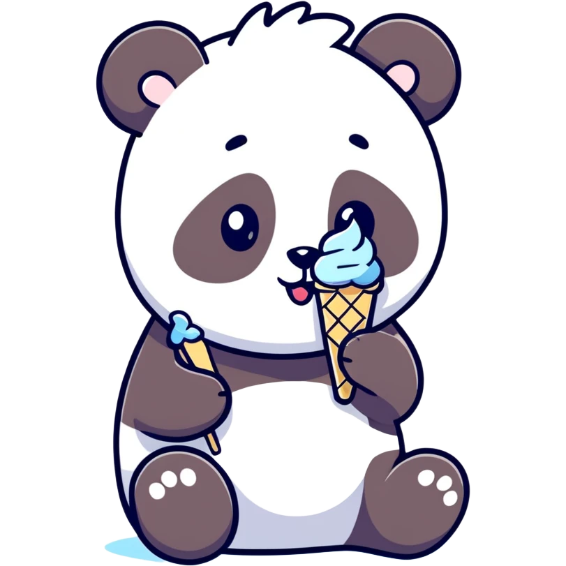 Panda eating ice cream emoji