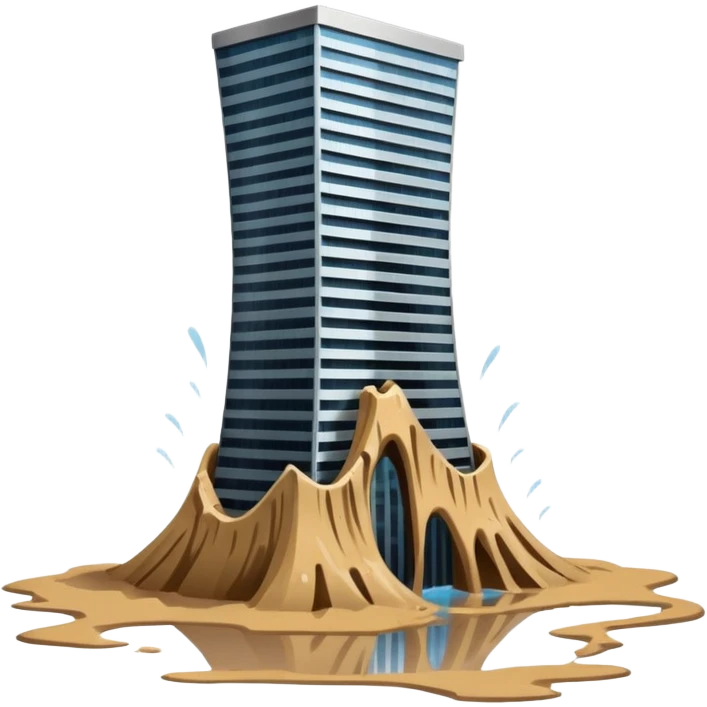Skyscraper collapsing on quicksand emoji