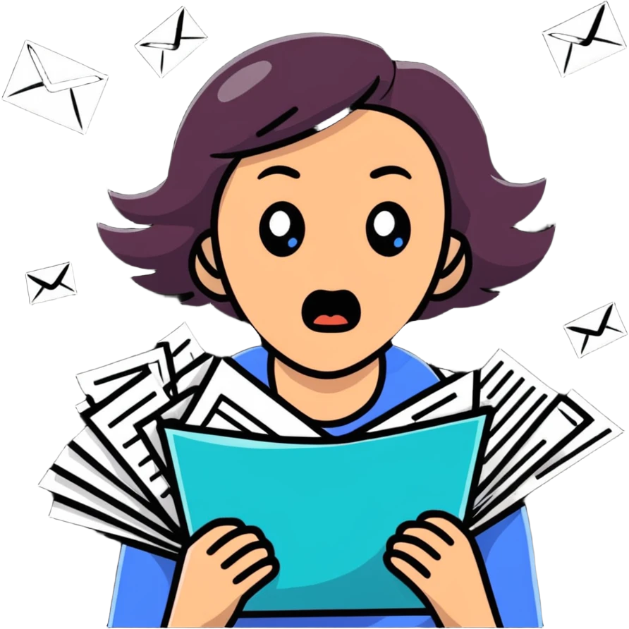 scared woman with flying papers around her emoji
