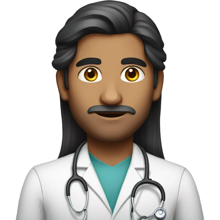 Long dark hair Indian doctor emoji