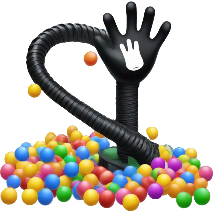 A Slinky spring arm with a black glove coming out of the ball pit emoji