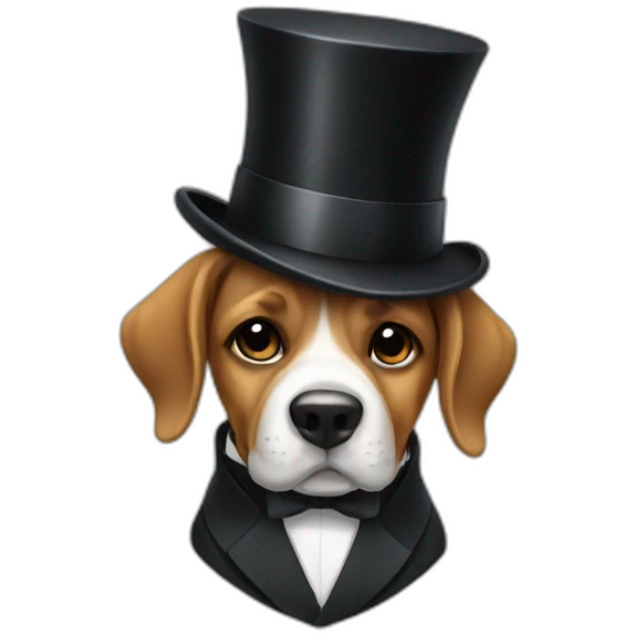 Dog wearing top hat and suit emoji