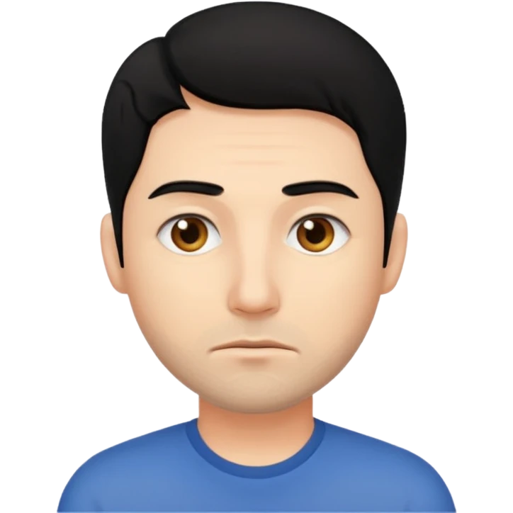 man with tired eyes black hair emoji