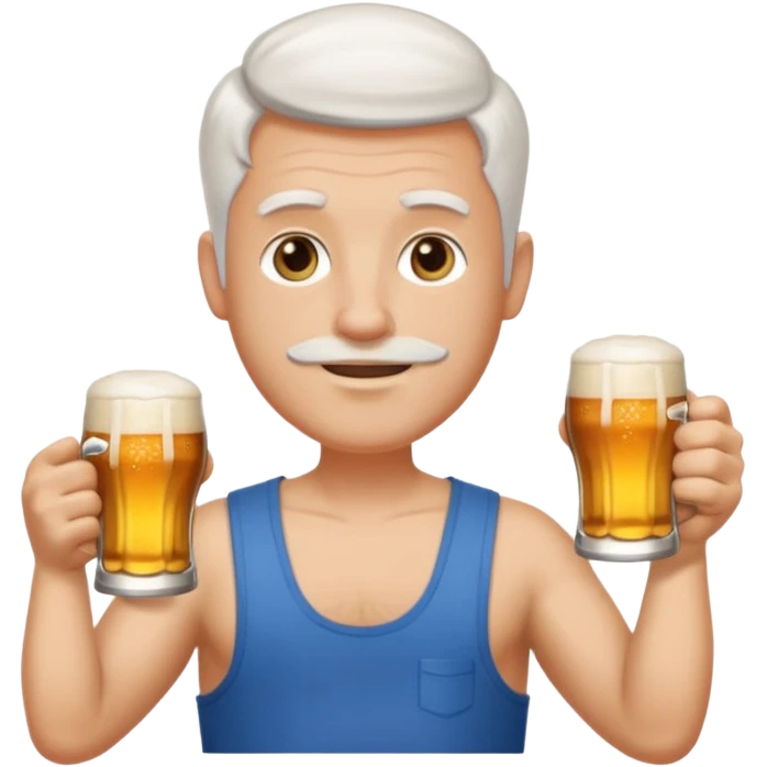 Emoji beauf avec un coupe de cheveux mulet accentué, un ventre vraiment rond, un débardeur et une bière dans la main emoji