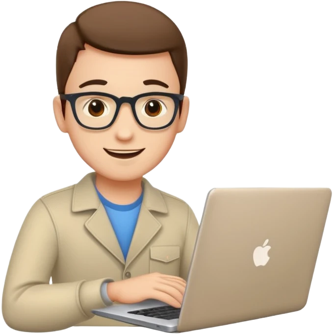 cheerful programmer with a laptop getting a supportive pat on the shoulder emoji