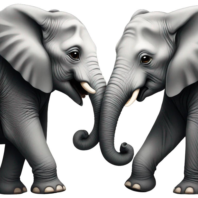 two elephant face to face and jumping emoji