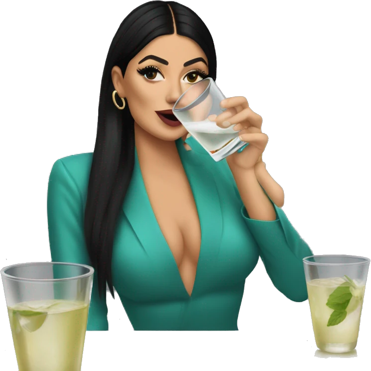 hyped kylie jenner drinking martini  emoji