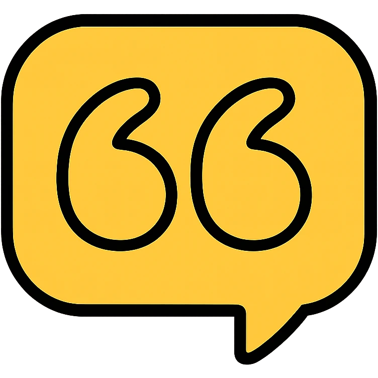 quotes icon in gold and black, outlined style emoji