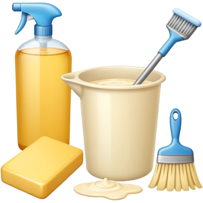 Realistic cleaning essentials with cream color emoji
