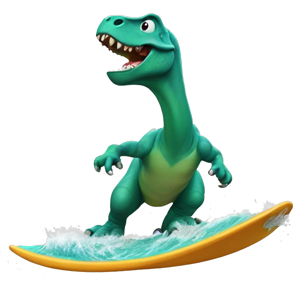Dinosaur surfing  emoji