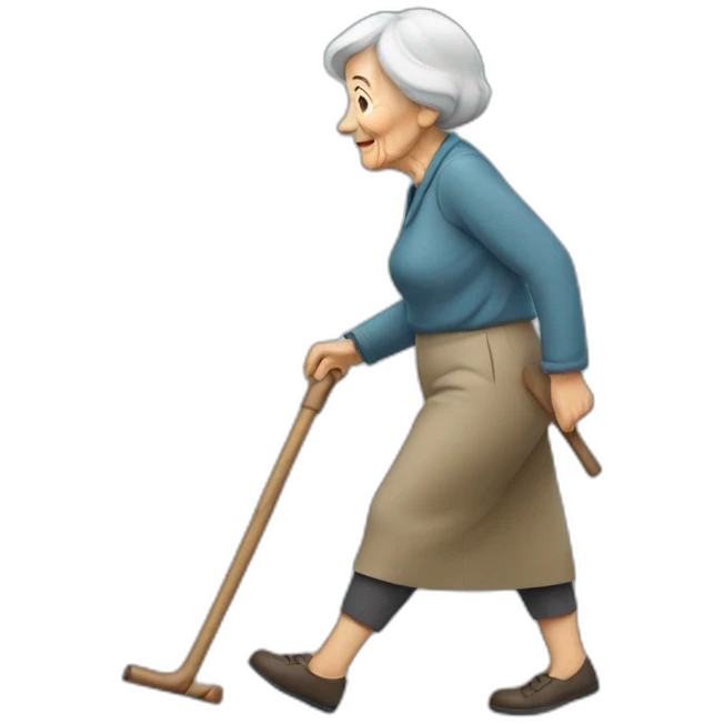Cane walking old woman emoji