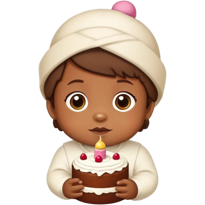 un changuito tierno con una rebana de pastel de gorrito en la cabeza emoji