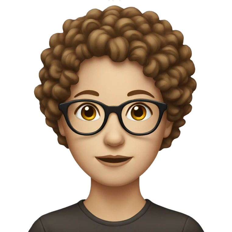 White girl with brown curly hair and glasses emoji