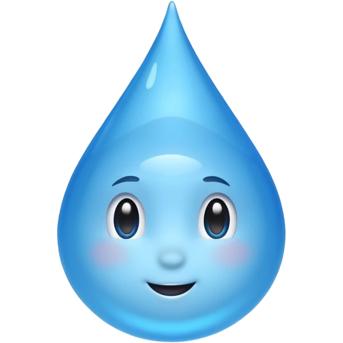 A single water droplet emoji, glossy and smooth, cartoonish, vibrant blue color, high detail, simple and cute design, without facial features, isolated on white background, centered compositio

 emoji