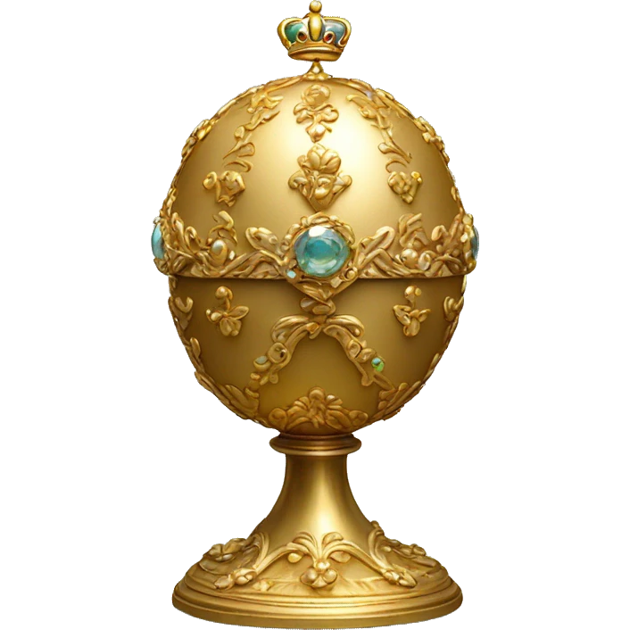 golden Faberge egg on short pedestal wearing a crown emoji