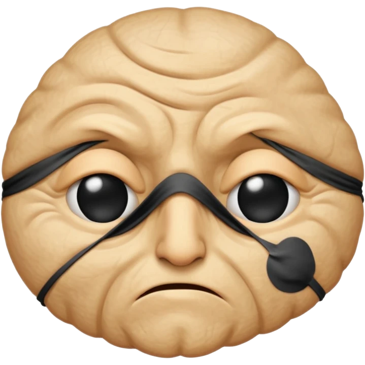 Create Emoji face only 1 eye patch black old person emoji