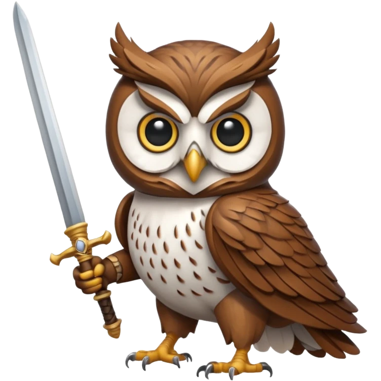 An owl fighting with a sword. emoji