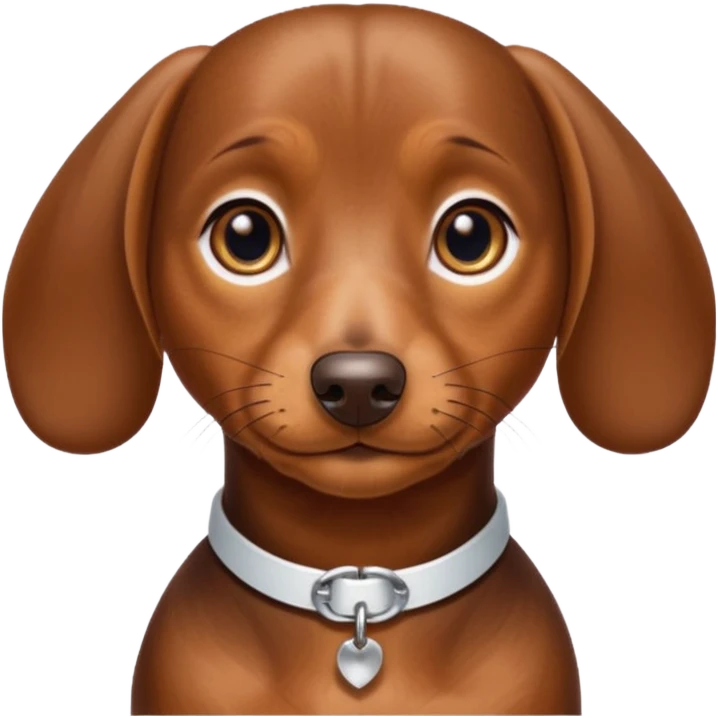Make a brown short hair dachshund with hazel  eyes and a collar that says the name mocha emoji
